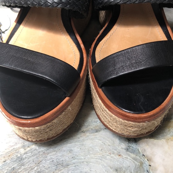 Schutz black woven leather platform espadrille like new ankle with tassel 5.5 - Picture 5 of 10